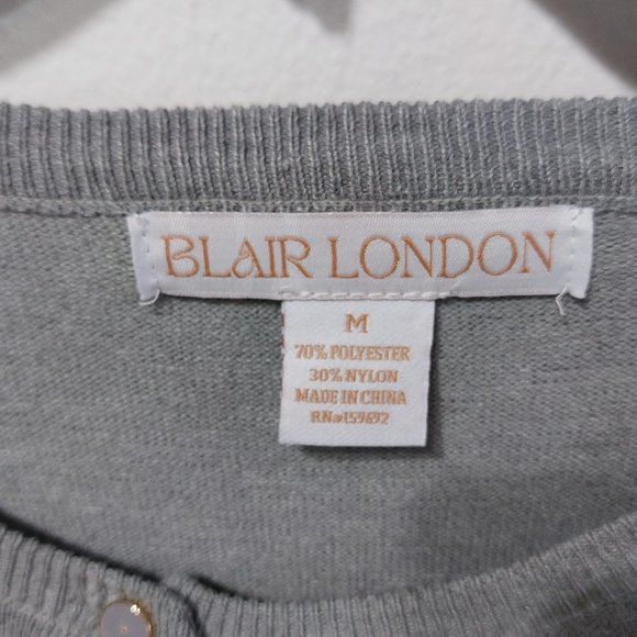 Blair London Buttoned Up Cardigan Sweater Gray MEDIUM - Picture 4 of 9
